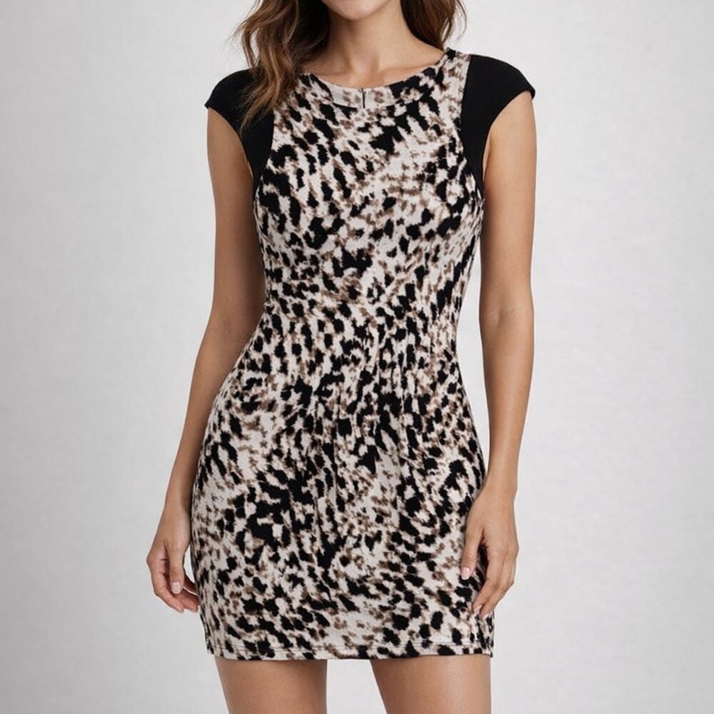 Tart Black and Brown Abstract Mini Dress